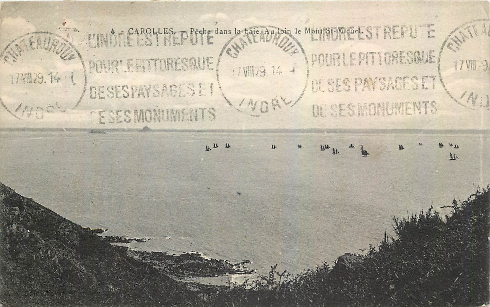 Carolles — Pêche dans la baie. Au loin le Mont-Saint-Michel — Châteauroux