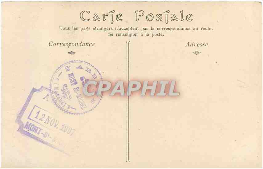CPA Abbaye du Mont Saint Michel Le Chatelet  — Verso