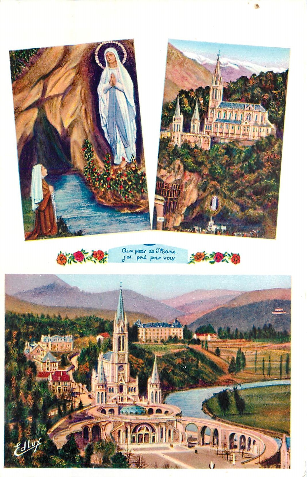 CPM Lourdes L'Apparition et la Basilique 