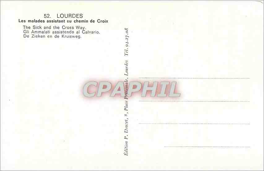 CPM Lourdes Les malades assistant au chemin de Croix  — Verso