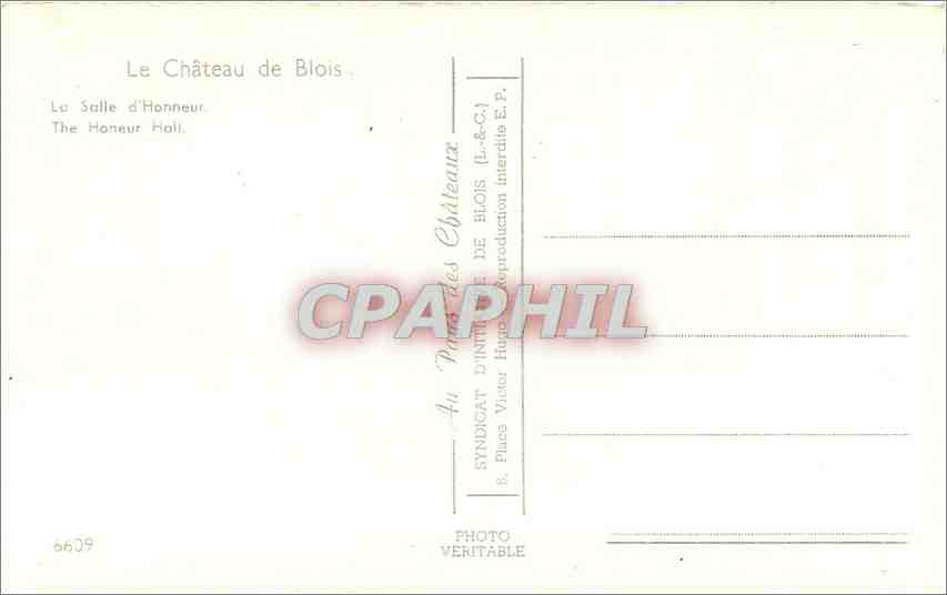 CPM Le Chateau de Blois La Salle d'Honneur  — Verso