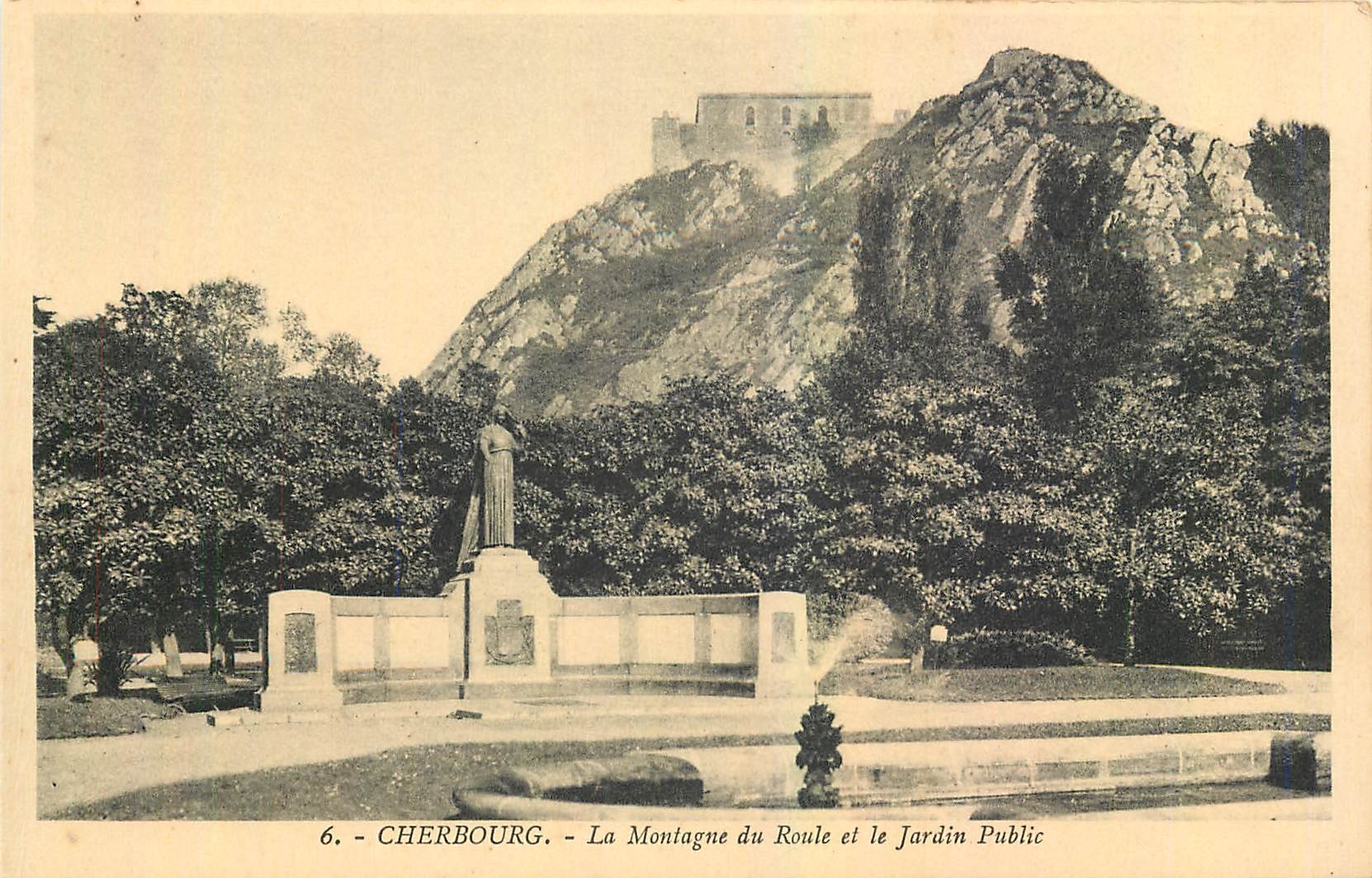 CPA Cherbourg La Montagne du Route et le Jardin Public 