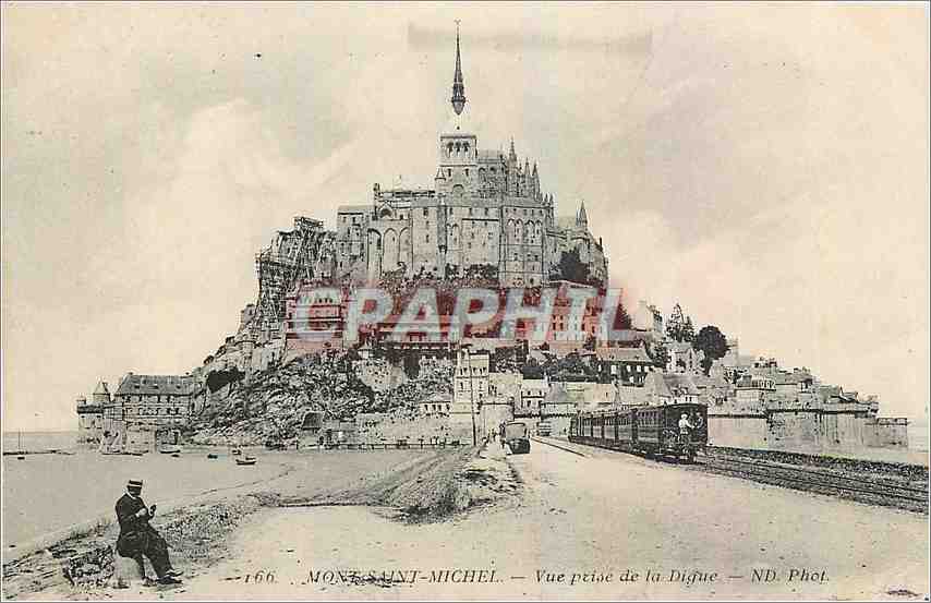 CPA Mont Saint Michel Vue prise de la Digue Train