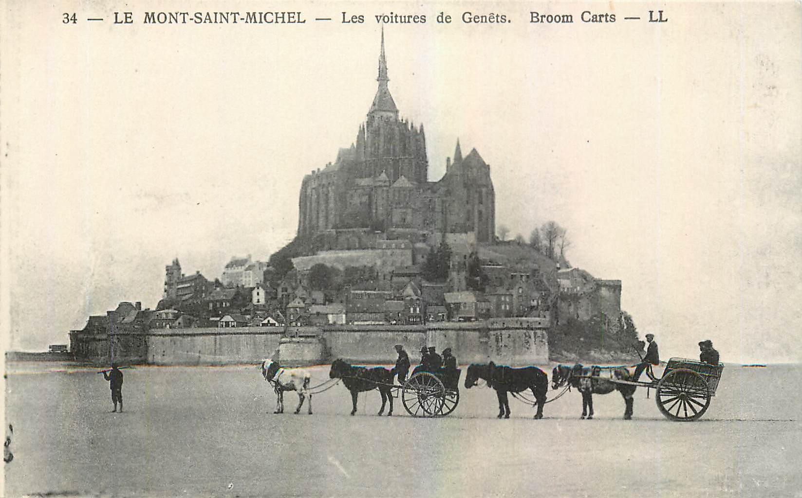 CPA Le Mont Saint Michel Les voitures de Genets 