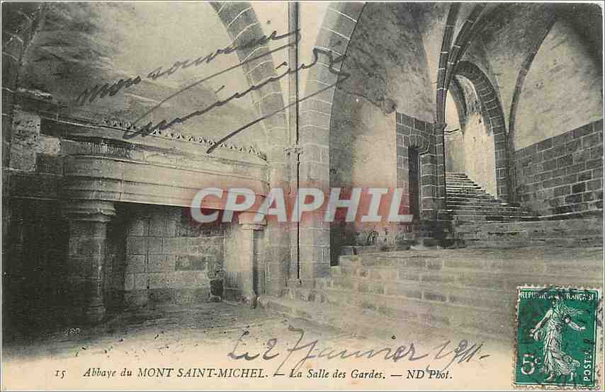 CPA Abbaye du Mont Saint Michel La Salle des Gardes 