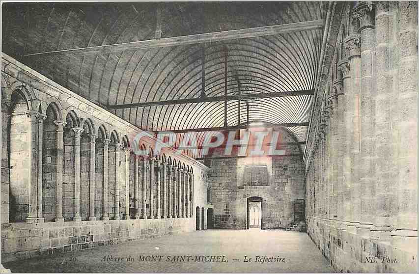 CPA Abbaye du Mont Mont Saint Michel La Refectoire 