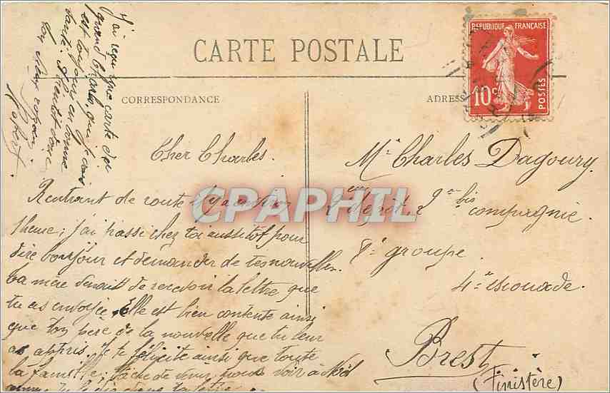 CPA Cherbourg Burque de peche quittant le port au clair de lune Bateau — Rückseite
