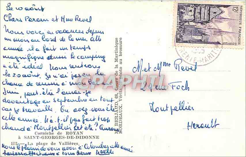 CPM Corniche de Royan Saint Georges de Didonne La Plage de Vallieres  — Rückseite