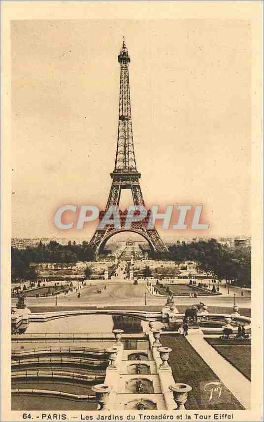 CPA Paris Les Jardins du Trocadero et la Tour Eiffel 