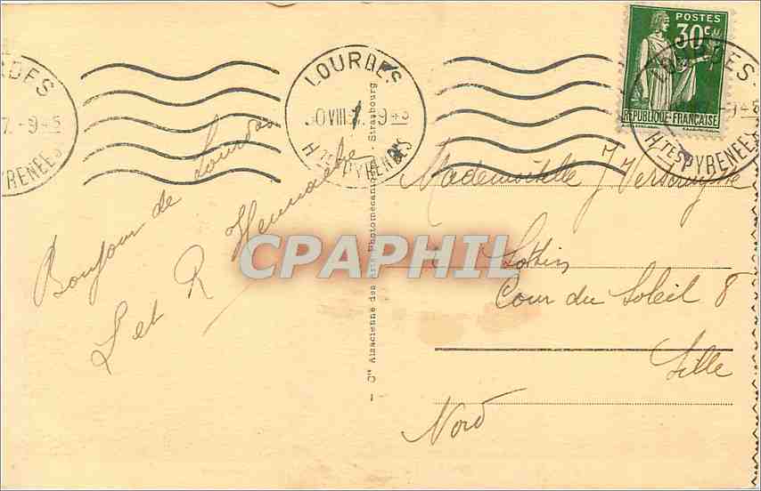 CPA Lourdes La Basilique et les Pyrenees  — Verso