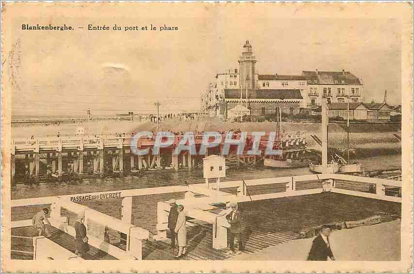 CPA Blankenberghe Entree du port et le phare 