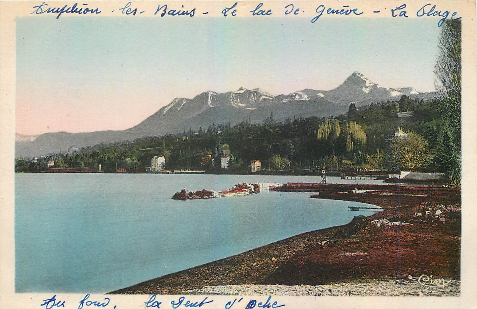CPA Amphion les Bains Le Lac de Geneve La Plage 
