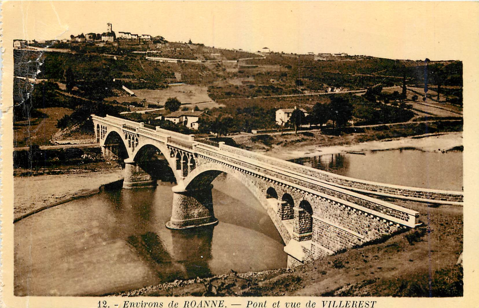 CPA Environs de Roanne Pont et vue de Villerest 