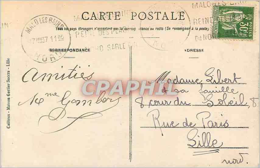 CPA Malo les Bains La Plage  — Rückseite