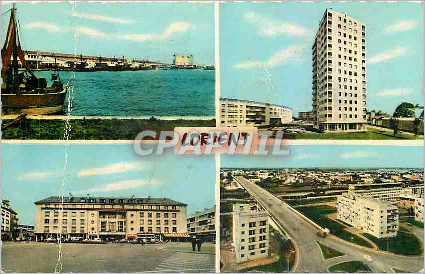 CPM Lorient Morbihan Port de Peche La tour de 14 etages Place Aristide Briand Pont d'Oradour