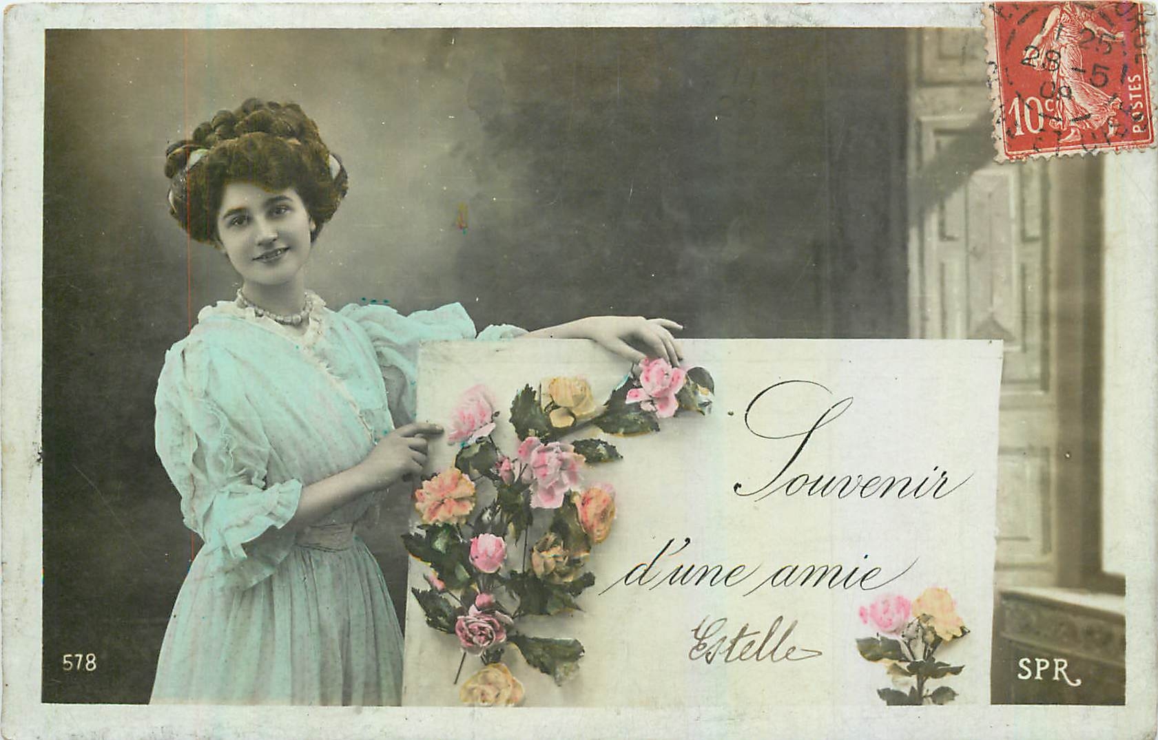 CPA Souvenir d'une amie Femme