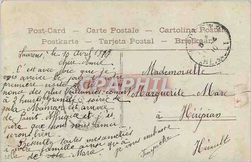 Femme en robe à motifs — Gage d'Amitié — XECK, n° 4388 — Reverso