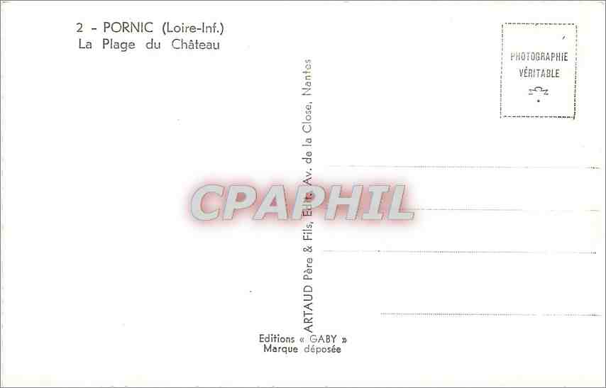 CPM Pornic Loire Inf La Plage du Chateau  — Rückseite