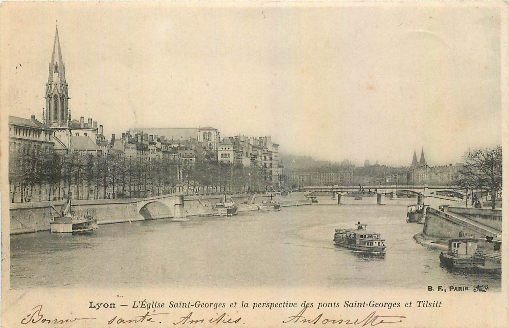 CPA Lyon L'Eglise Saint Georges et la perspective des pont Saint Georges et Tilsitt 