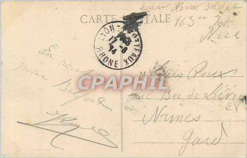 CPA Lyon Cours du Midi et Place Carnot Tramway Byrrh — Verso