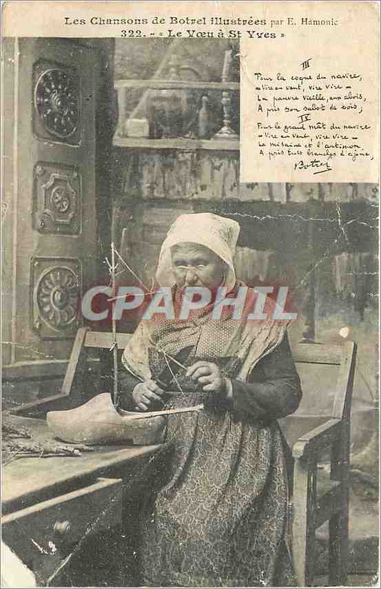 CPA Les Chansons de Botrel Le Voeu a St Yves Folklore