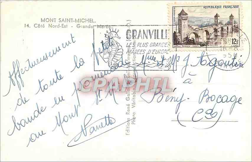 CPM Mont Saint Michel Cote Nord Est Bateau — Verso