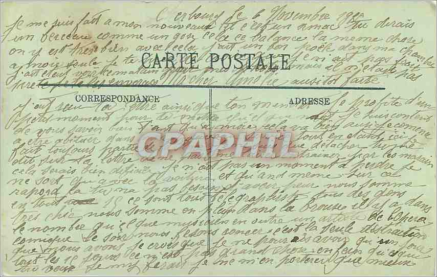 CPA Cherbourg La Rue des Casernes et la Chapelle militaire  — Rückseite