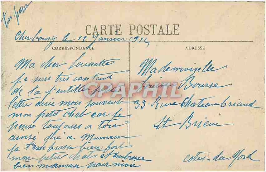 CPA Cherbourg La Jetee et la Rade Phare Bateau — Rückseite