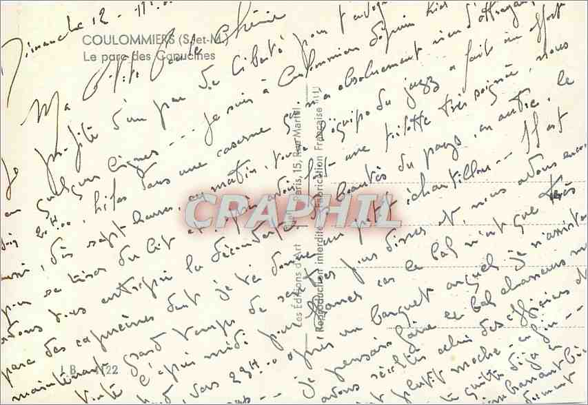 CPM Coulommiers S et M Le Parc des Capucines  — Rückseite