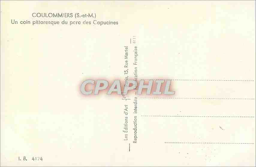CPM Coulommiers S et M Un coin pittoresque du parc des Capucines  — Rückseite