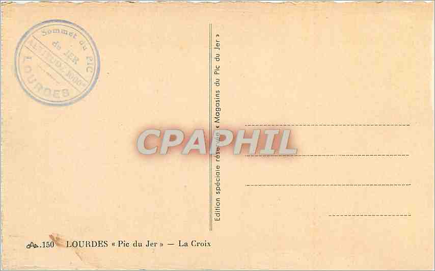 CPA Lourdes La Croix Pic du Jer — Verso