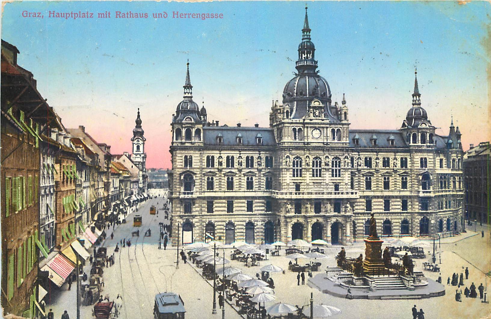CPA Graz Hauptplatz mit Rathaus und Herrengasse 