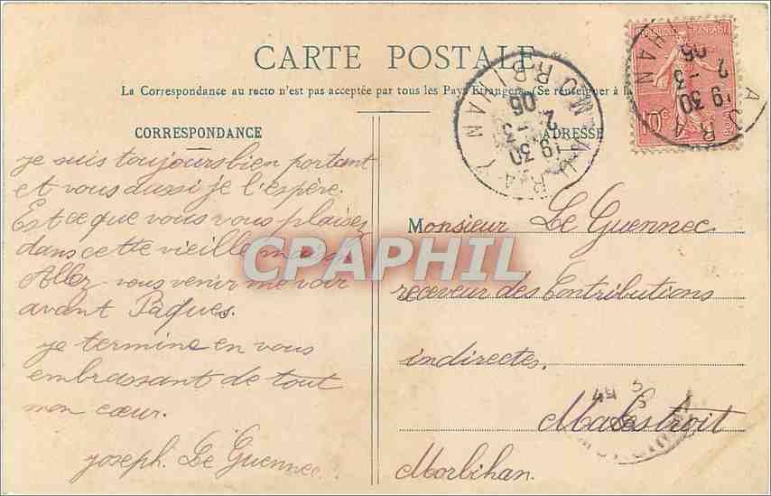 CPA Jeune Femme d'Auray Folklore — Verso