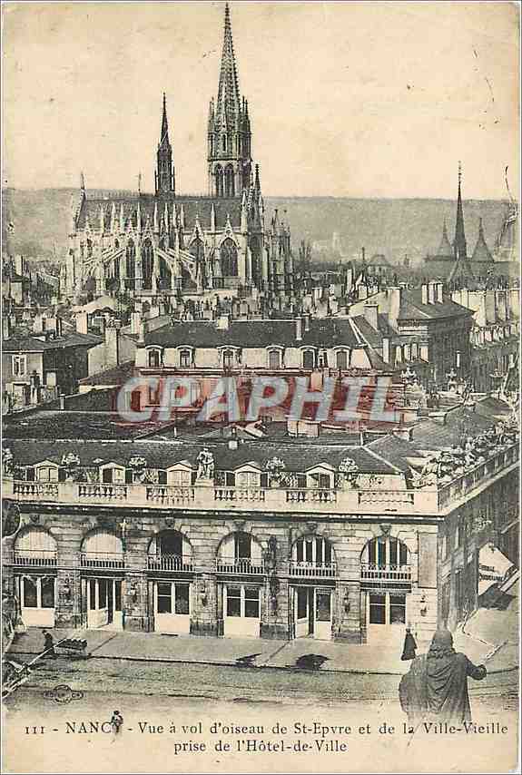 CPA Nancy Vue a vol d'oiseau de St Epvre et de la Ville Cieille prise de l'Hotel de Ville 