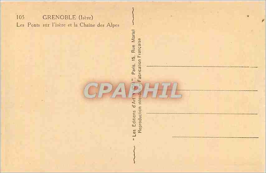 CPA Grenoble Isere Les Ponts sur l'Isere et la Chaine des Alpes  — Rückseite