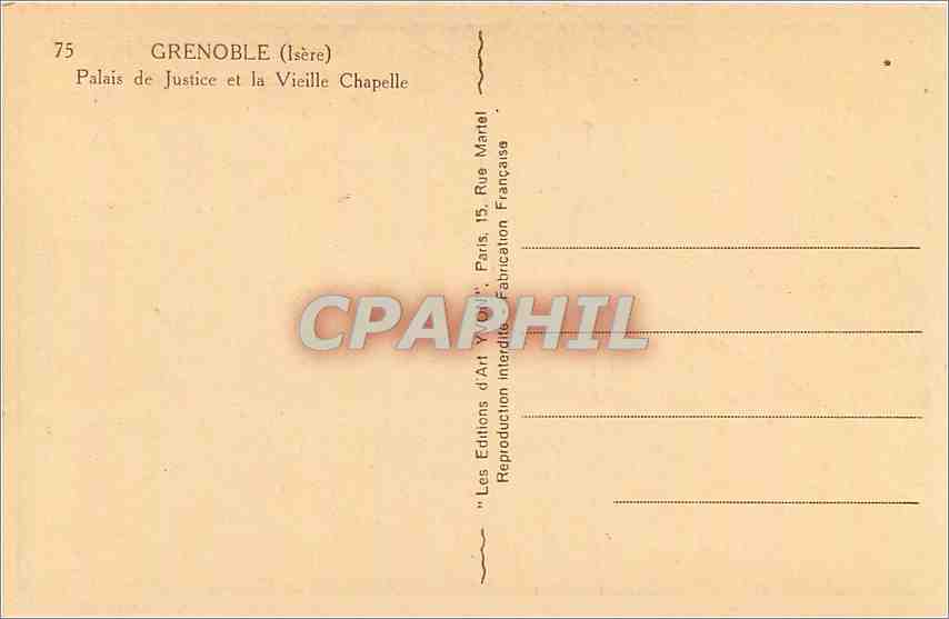 CPA Grenoble Isere Palais de Justice et la Vieille Chapelle  — Rückseite