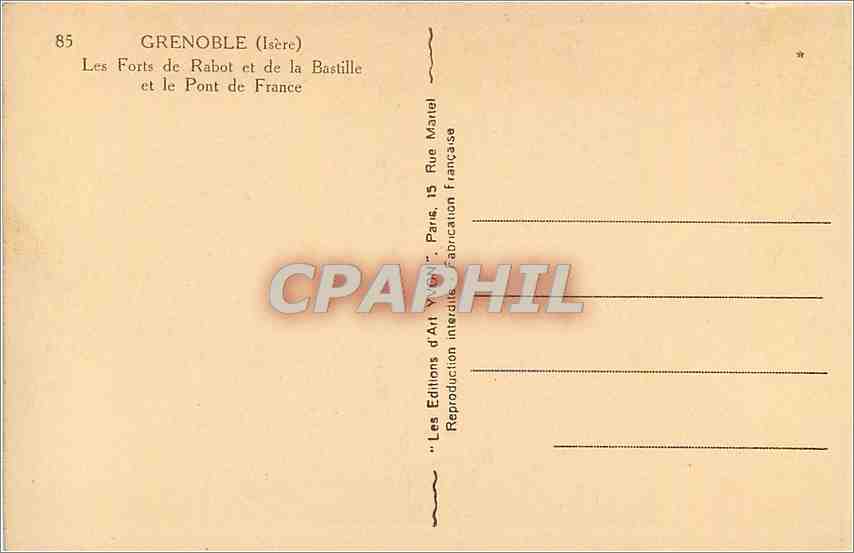 CPA Grenoble Isere Les Forts de Rabot et de la Bastille et le Pont de France  — Back