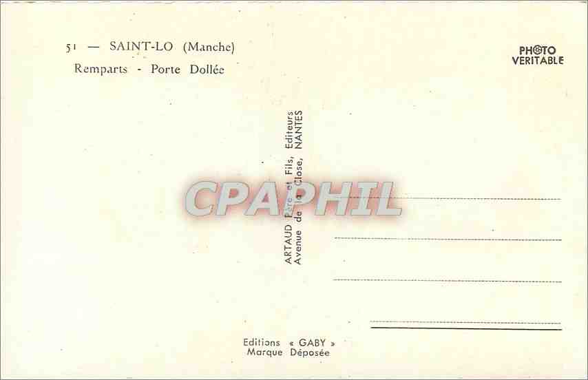 CPM Saint Lo Manche Remparts Porte Dollee  — Rückseite