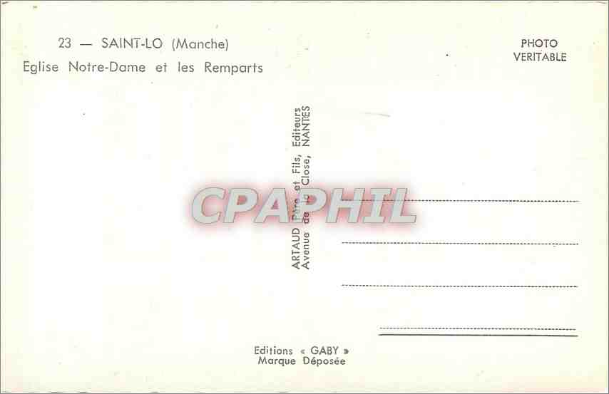 CPM Saint Lo Manche Eglise Notre Dame et les Remparts  — Rückseite