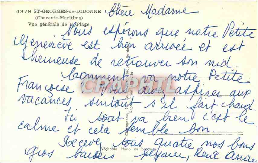 CPM St Georges de Didonne Charente Maritime Vue generale de la Plage  — Back