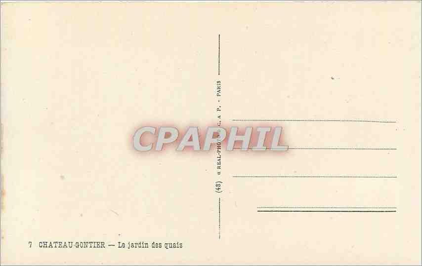 CPA Chateau Gontier Le Jardin des quais  — Rückseite
