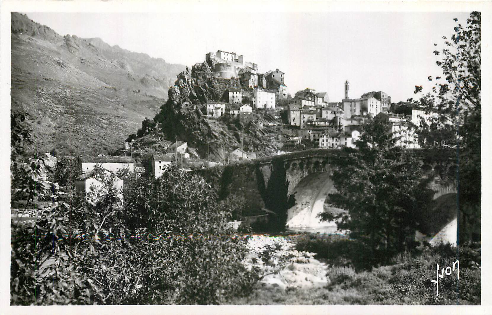 CPA Corte Corse Vue generale et pont sur le Tavignano 