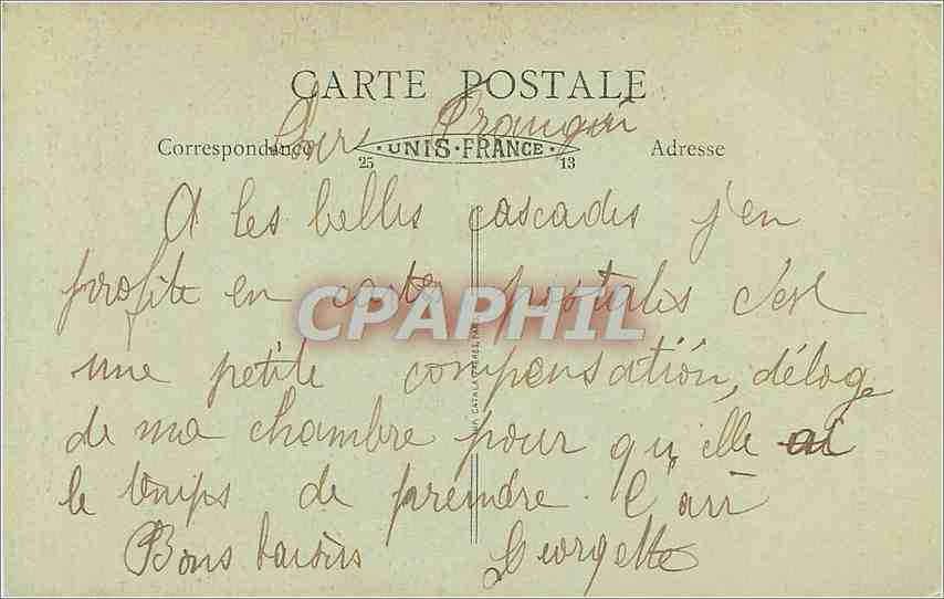 CPA Le Jura Baume les Messieurs Grande Cascade des Tufs  — Rückseite