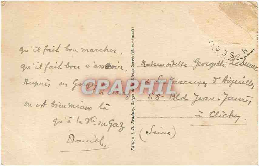 Les Gorges de la Diosaz — Galerie et Grotte de Barne-Rousse — Édition J.-D. Bradney (Haute-Savoie) — Back