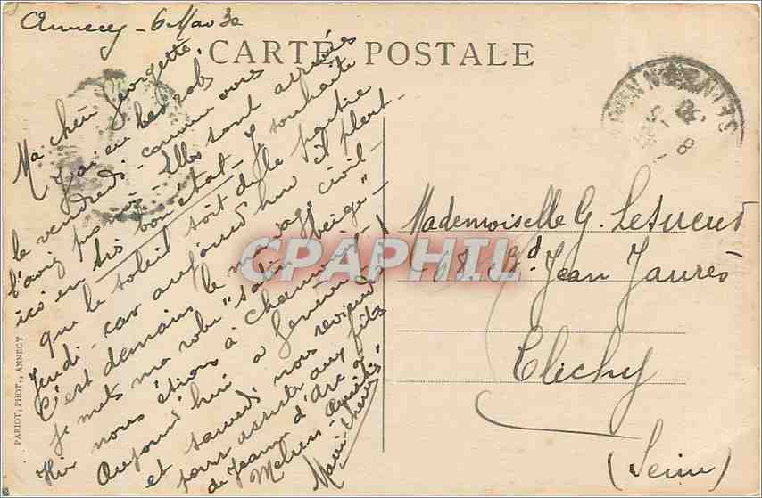 CPA Annecy Ancienne Cote Perriere  — Rückseite