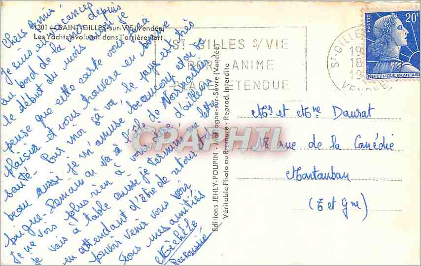 CPM Saint Gilles sur Vie Vendee Les Yachts Bateaux — Verso