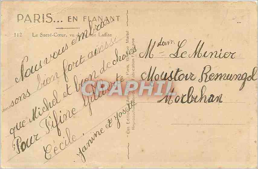 CPA Paris Le Sacre Coeur vu de la rue Laffite  — Rückseite