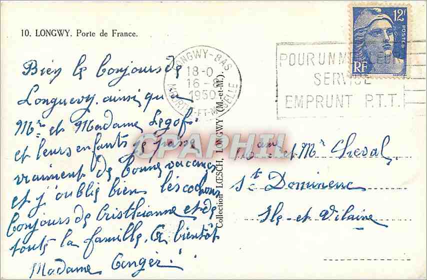 Porte de France — Longwy — éditeur LESCHEL, n°10 — Rückseite