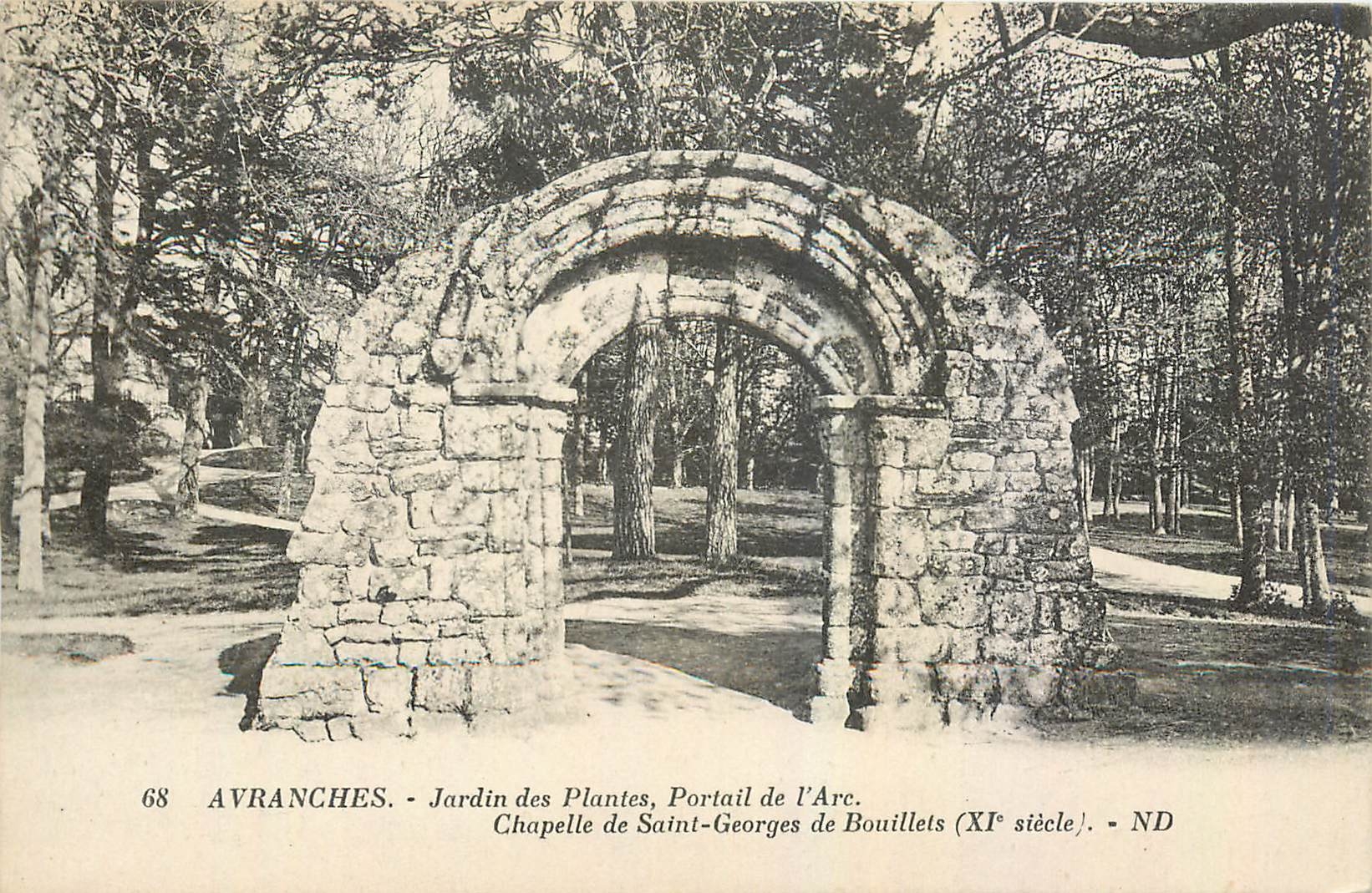 Avranches - Jardin des Plantes, Portail de l'Arc, Chapelle Saint-Georges de Bouillet (XIe siècle)
