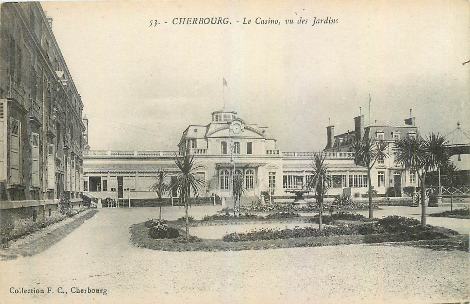 CPA Cherbourg Le Casino vu des Jardins 
